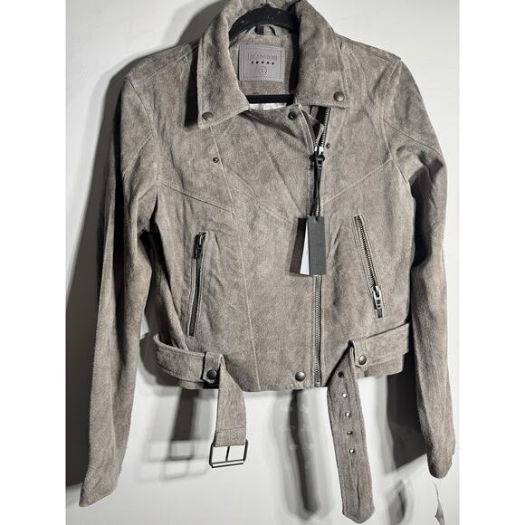 New! BLANK NYC Grey Suede Spring Bomber Jacket Size Large - Picture 1 of 5